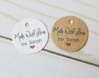 Made with Love - Mini 1 inch or 1.25 inch tags - Custom Gift, Merchandise Tags, Hang Tags, Gift Tags and Jewelry Tags