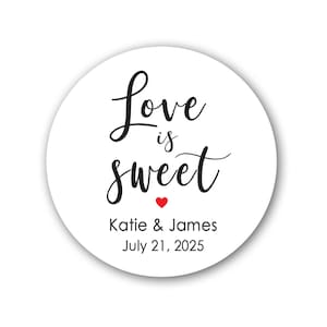 El amor es dulce redondo brillante etiqueta etiqueta etiquetas - Favor de boda personalizado y etiquetas de regalo - El amor es dulce