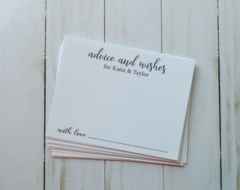 PRINTED Advice Cards, Words of Wisdom Cards for Weddings or Bridal Shower, Advice & Wishes Notecards - 4.25 x 5.5 card