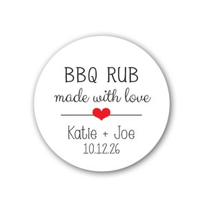BBQ Rub, BBQ Seasoning Stickers, Rub Labels, Spice stickers, Spice Labels, 1.5 inch or 2 inch available, Wedding, Shower labels