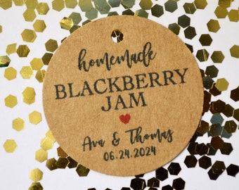 Etiqueta de mermelada casera, jalea, miel, etiquetas de mantequilla de manzana, Kraft Brown - Etiquetas personalizadas de favores de boda, etiquetas de mermelada y etiquetas de regalo: 1.5 pulgadas o 2 pulgadas
