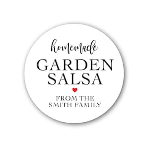 Salsa Label, Tomato Sauce, Gift Sticker, Canning Label, Mason Jar Sticker, Salsa Tag, Made with Love, 1.5 inch, 2 inch, 2.5 inch available.