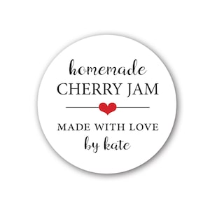 Jam Labels, Canning Stickers, Jam labels, Jelly Labels, Honey Labels, Made with love, Cherry Jam, 1.5 inch, 2 inch or 2.5 inch available.