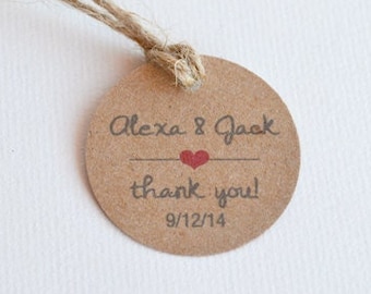 Mini Thank You 1.5" Round Kraft Small Label Tags - Custom Wedding Favor & Gift Tags