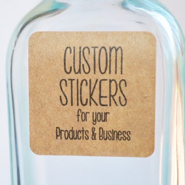 20 Kraft Braun 2 "Quadrat-Aufkleber-Etiketten-Tags - Benutzerdefinierter Aufkleberdruck