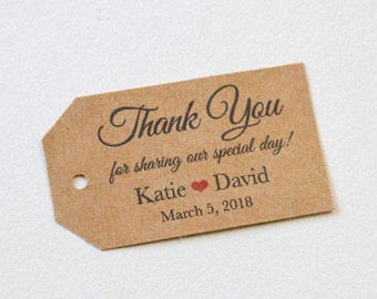 Thank You for Sharing Our Special Day Kraft Brown Label Tags - Custom Wedding Favor Tags, Bridal Shower Tags, Hang Tags, Gift Tags