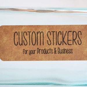 30 Kraft Brown 1 x 2 5/8 Rectangle Sticker Label Tags - Custom Sticker Printing