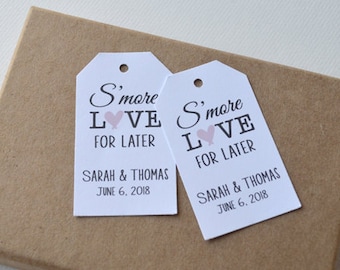 S'More Love For Later - Anpassade bröllopsgåvor och presentetiketter - Vita matta små etikettetiketter