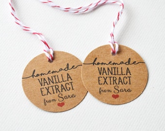 1,5 inch zelfgemaakte gift kraft bruine tags - kleine aangepaste gift tags - zelfgemaakte vanille extract