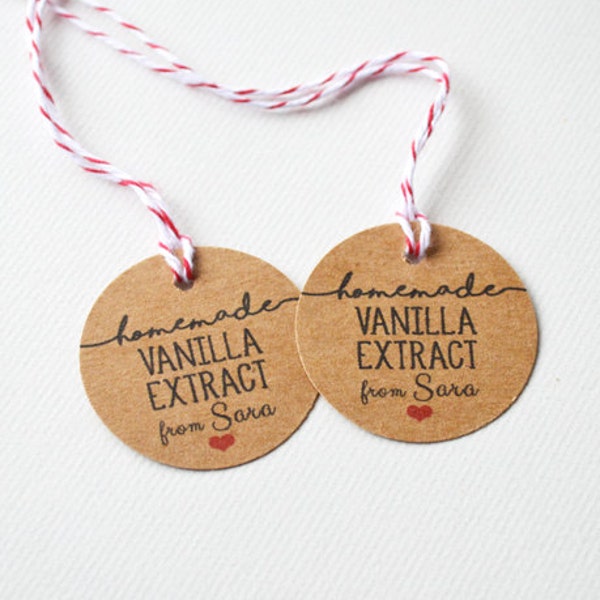 1.5 inch Homemade Gift Kraft Brown Tags - Small Custom Gift Tags - Homemade Vanilla Extract