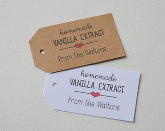 Personalized Kraft or White Label Tags - Small Custom Gift Tags - Homemade Vanilla Extract