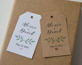 Wedding Favor & Gift Tags, Hang Tags, Leaf, Vine, Garden, Leaves - White Matte or Kraft Brown Label Tags