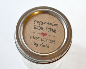 Kraft Brown 1.5 pulgadas o 2 pulgadas, etiquetas de etiqueta redondas - Etiquetas de pegatina cosmética personalizada - Exfoliante de azúcar