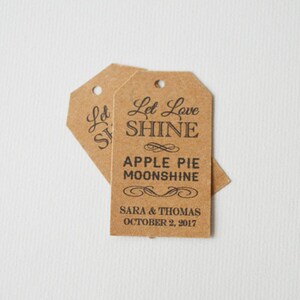 Let Love Shine Moonshine Tags - Personalized Kraft Label Tags - Custom Gift Tag, Hang Tag, Merchandise Tags