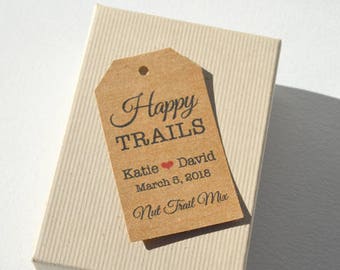 Happy Trails Favor Tag -  Kraft Brown Matte Label Tags - 1.25 x 2.25 or 2 x 3 available