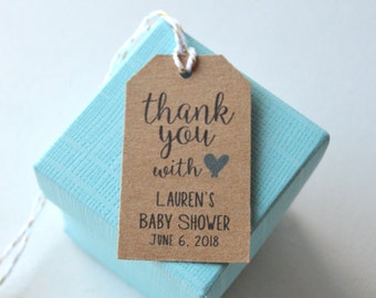 Dank u met liefde Baby Shower of bruids douche Kraft Brown Gunst Tags - Kleine aangepaste Gift Tags &Hang Tags