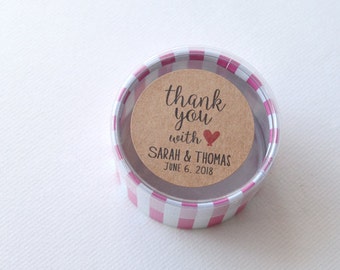 30 Kraft 1.5" Round Sticker Label Tags - Custom Wedding Favor & Gift Tags - Thank You With Love Kraft