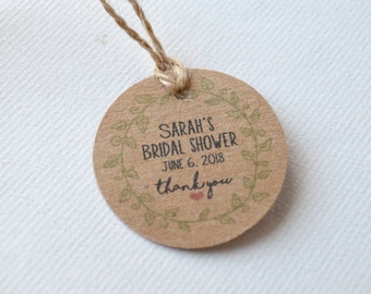 Baby Shower, Bridal Shower 1.5 inch or 2 inch Round Kraft or White Small Label Tags - Custom Wedding Favor Tags, Hang Tags, Gift Tags