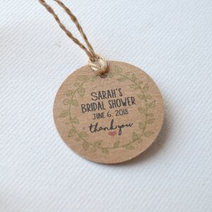 Baby Shower, Bridal Shower 1.5 inch or 2 inch Round Kraft or White Small Label Tags - Custom Wedding Favor Tags, Hang Tags, Gift Tags