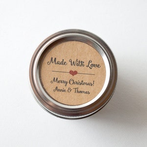 2&quot; Round Sticker Label Tags - Custom Favor & Gift Tags - Choice of Colors - Made with Love Merry Christmas