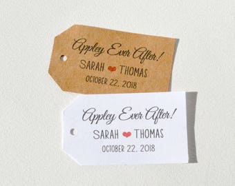 Appley Ever After Custom Wedding Favor & Gift Tags, Apple Butter Tags, Candy Apple Tags, Apple Pie Tags, Custom Hang Tags