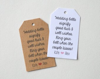Bomboniera e cartellini regalo personalizzati per il bacio di nozze e marroni - Etichette piccole per etichette bianche opache o marrone Kraft