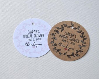 Babyshower, vrijgezellenfeest rond kraftpapier of witte kleine labeltags - aangepaste tags bruiloft gunst, hang tags, cadeaukaartjes, 1,5 inch of 2 inch