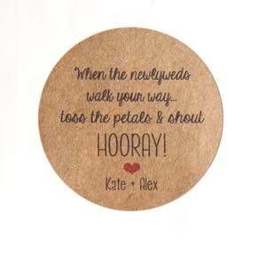 2&quot; Round Kraft Brown Sticker Label Tags - Custom Wedding Favor & Gift Tags - Petal Toss, Flower Cone sticker
