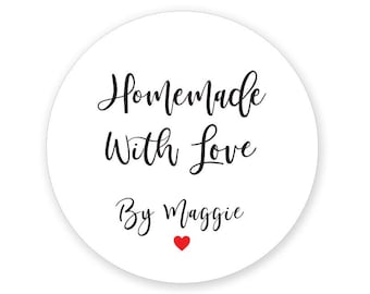 Homemade with Love, Handmade With Love, Made with Love, Custom Tags, Labels, Stickers 1.5 inch or 2 inch