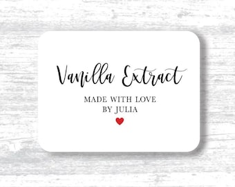 1.5 x 2 inch,  Vanilla Extract, Customize with your text, Tags, Labels - 25 stickers per sheet