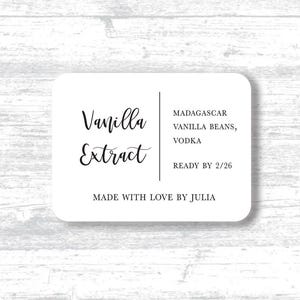 1.5 x 2 inch,  Vanilla Extract, Customize with your text, Tags, Labels - 25 stickers per sheet