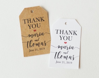 Thank You White or Kraft Brown Label Tags - Custom Wedding Favor Tags, Hang Tags & Gift Tags - Thank you wedding tag