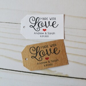 Made with Love - 1.25 x 2.25 or 2 x 3 tags - Custom Gift, Merchandise Tags, Hang Tags, Gift Tags and Jewelry Tags