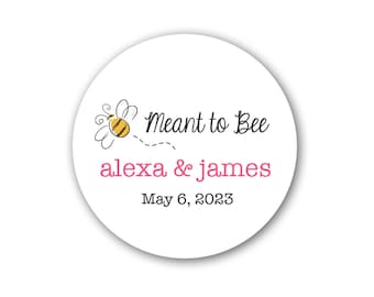 Meant to Bee Round Sticker Label Tags  - Custom Wedding Favor & Gift Tags - Meant to Bee