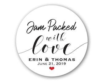 Jam Packed with Love Labels, 1.25, 1.5, 2 or 2.5 inch, Round Sticker Label Tags  - Custom Wedding Favor & Gift Stickers - Spread the Love 2