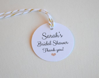 Custom Bridal or Baby Shower Favor & Gift Tags, Round Small Label Tags, 1.5 inch or 2 inch