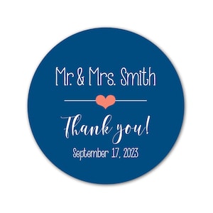 1.5&quot; or 2&quot; inch Round Sticker Label Tags - Custom Wedding Favor Stickers, Wedding Labels & Gift Tags - Mr Mrs Thank you