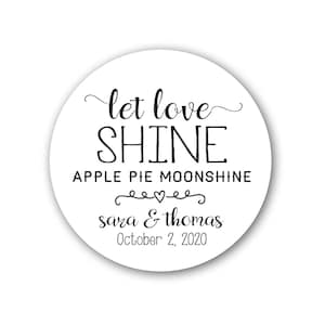 Laat Love Shine Labels, 1,5, 2 of 2,5 inch, ronde stickerlabellabels - Aangepaste huwelijksgunst en geschenkstickers