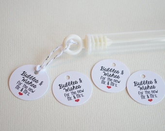 Mini 1 inch Bubble Tag - Bubbles & Wishes for the Mr. and Mrs.