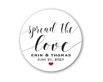 Spread the Love Labels, 1.25, 1.5, 2 or 2.5 inch, Round Sticker Label Tags  - Custom Wedding Favor & Gift Stickers - Spread the Love 2