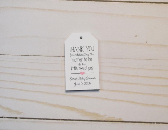 Baby Shower, 1.25 x 2.25 Kraft or White Small Label Tags - Custom Favor Tags, Hang Tags, Gift Tags - little sweet pea