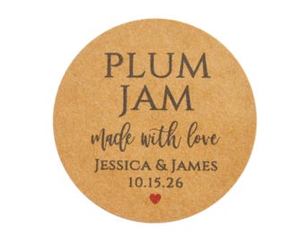 Ronde stickerlabels van 2" - aangepaste bedankje en cadeaukaartjes - jamsmaak kraftpapier, bruids, babyshower