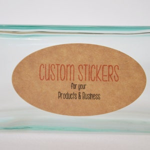 15 Oval 1.5" x 2.75" Kraft Brown Sticker Label Tags - Custom Sticker Printing