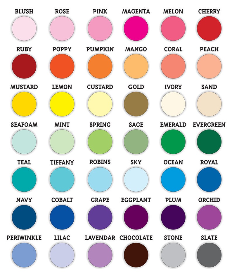 Puede incluir: Una tabla de 48 muestras de color con nombres para cada color. Los colores est&aacute;n dispuestos en filas y columnas, con los nombres de los colores impresos encima de cada muestra.