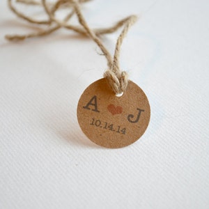 Mini 1 or 1.25 Round Kraft Small Label Tags Custom Wedding Favor & Gift Tags image 1