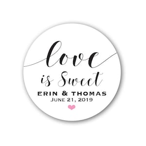 Love is Sweet Round Glossy Sticker Label Tags - Custom Wedding Favor & Gift Tags - Love is Sweet 3