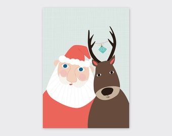 Weihnachtskarte Weihnachten Weihnachtsmann Karte C6 Etsy