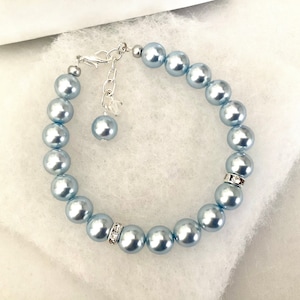 Swarovski Light Blue Pearl Bracelet,  handmade bracelet