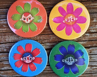 Quirky Flower Friend Compact Pocket Mirror