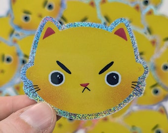 Sourpuss Lemon Cat Sparkly Vinyl Sticker